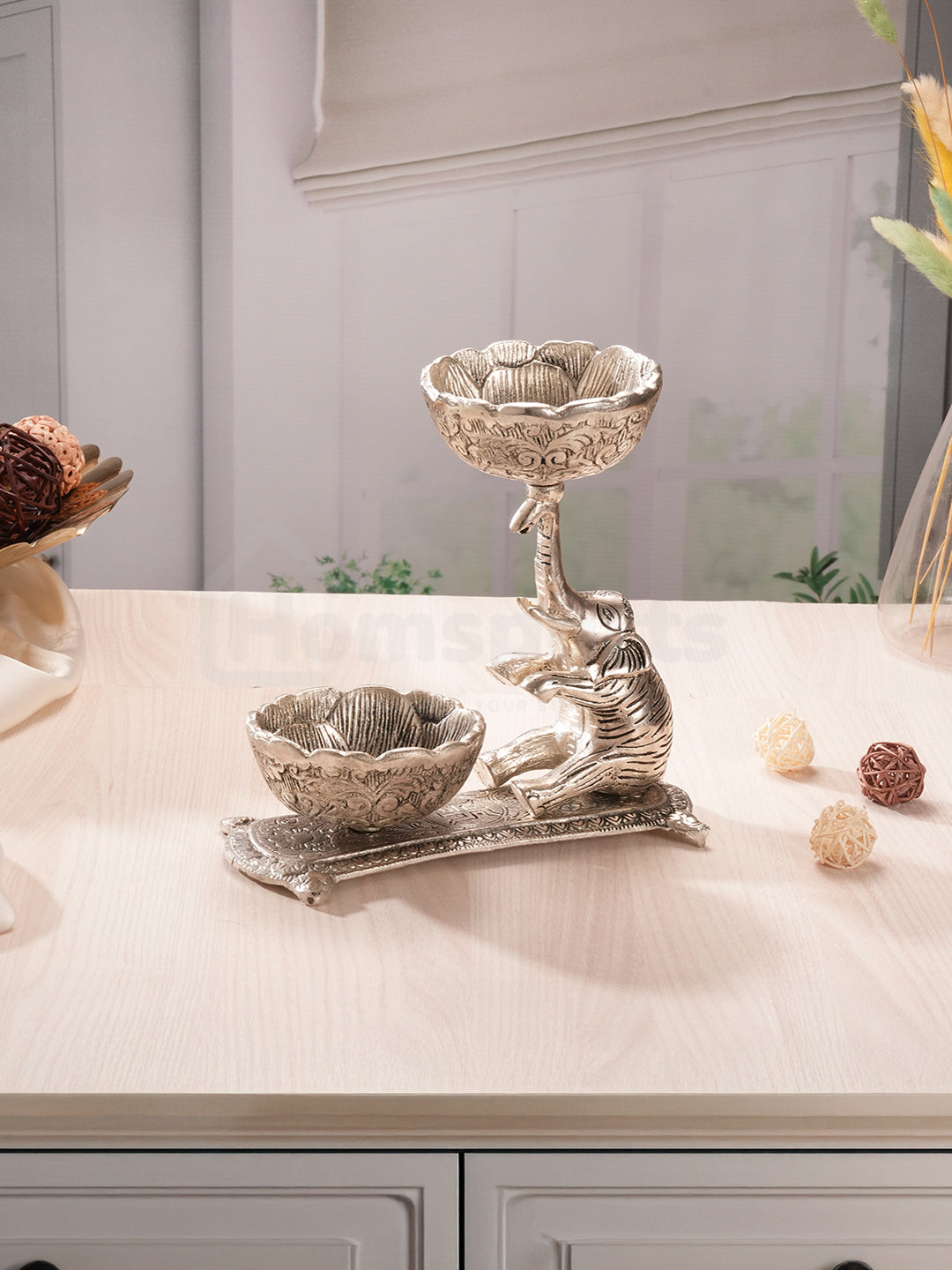 Antique German Silver Elephant Glow & Serve Bowl
