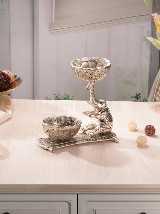 Antique German Silver Elephant Glow & Serve Bowl