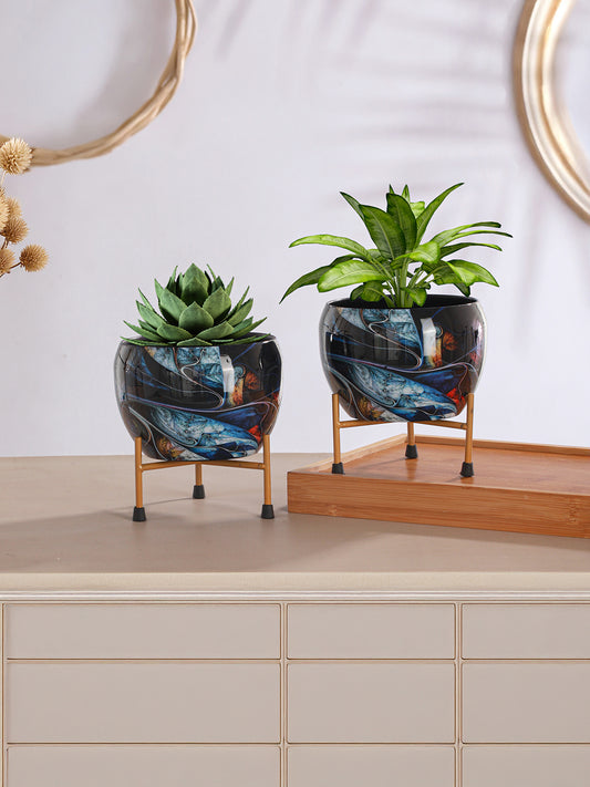 Glaze Glam Handcrafted Planter With Stand