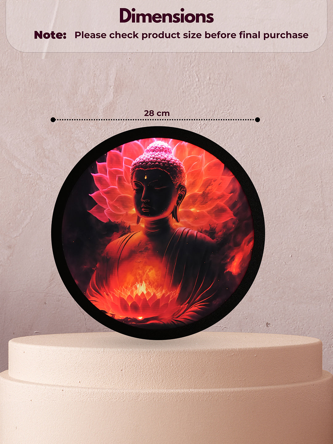 Mystic Buddha Luminous Round  MDF Wall Light Décor