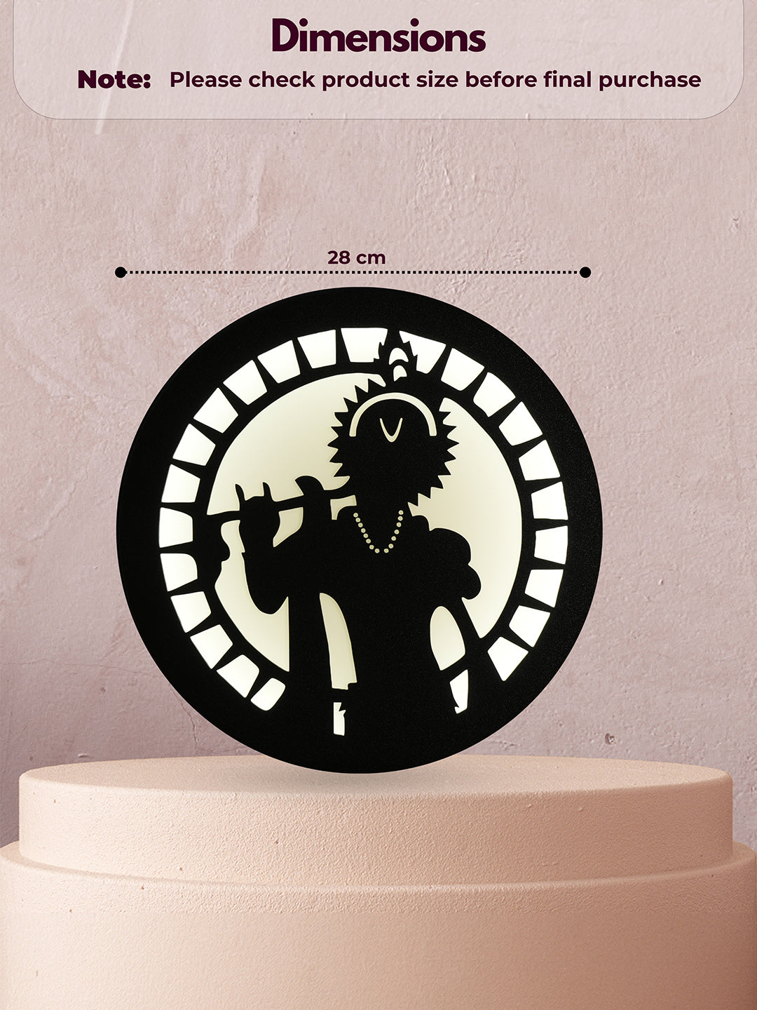 Divine Kanha with Flute MDF Round Wall Lamp