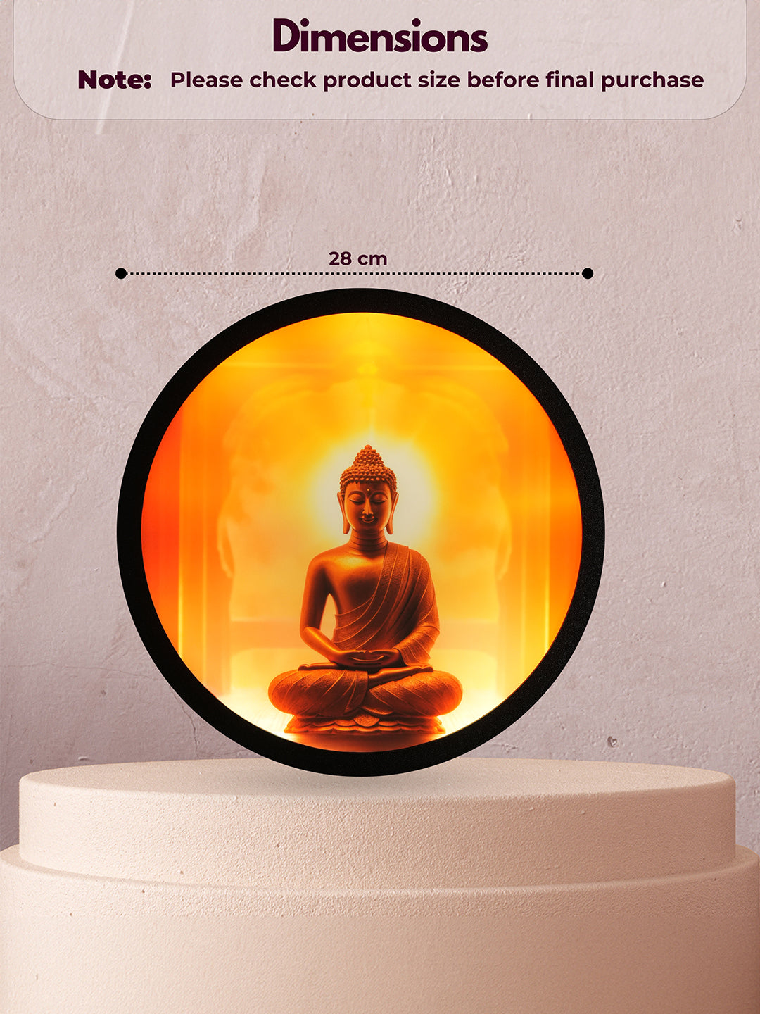 Zen Aura Buddha Round  MDF Wall Light Decor