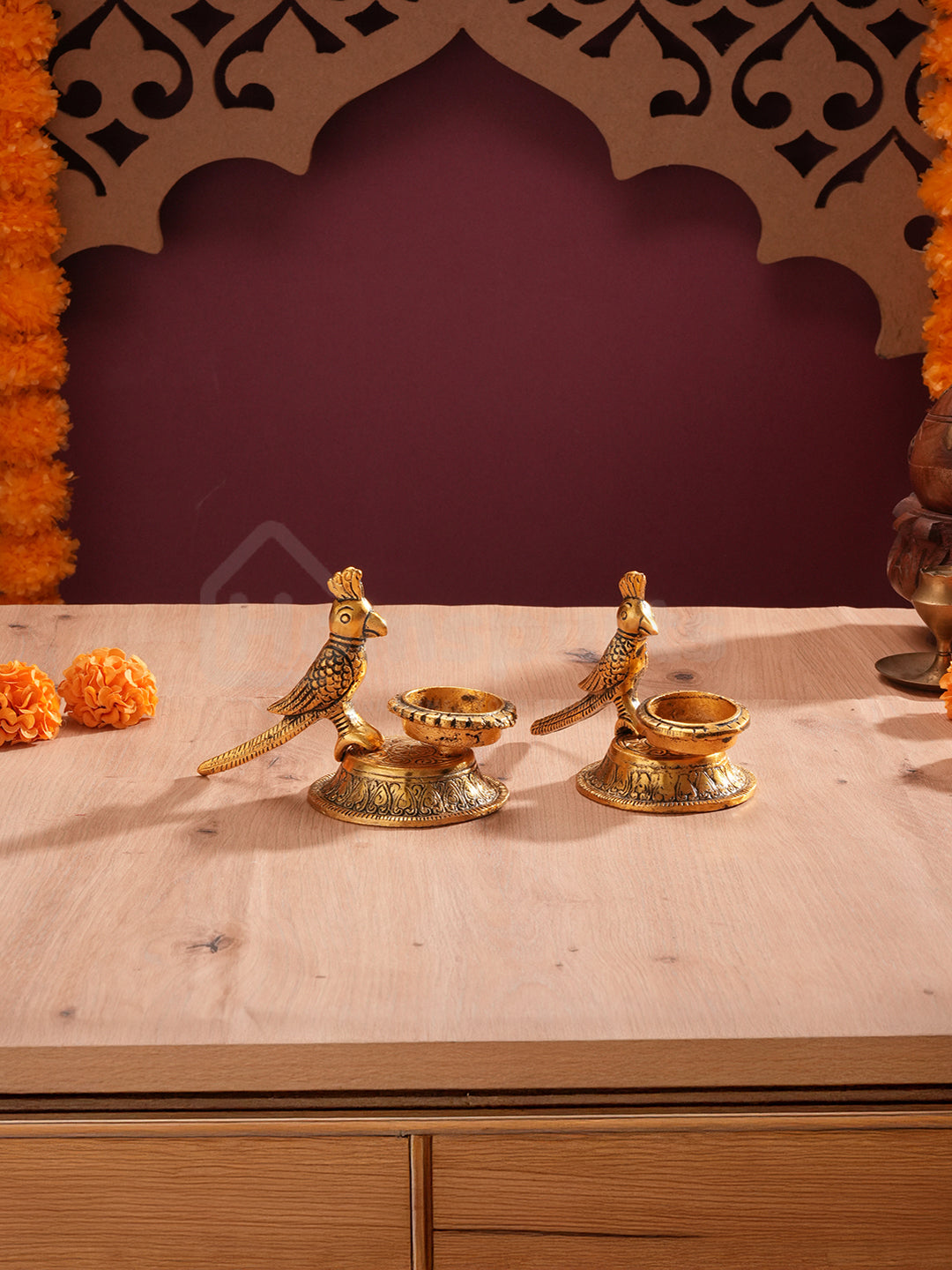 Metallic Parrot Duo Candle Holders