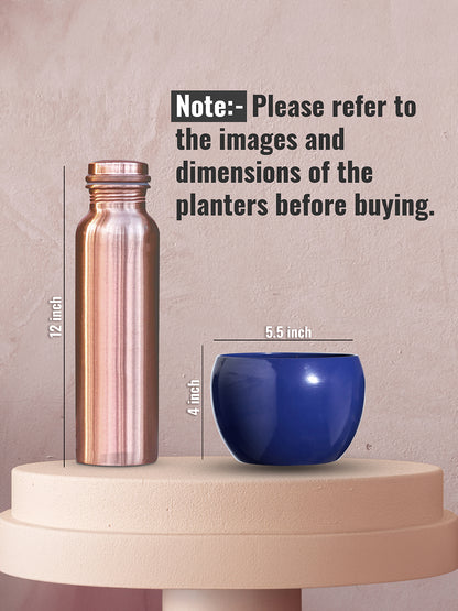Marsha Miro Planter (Blue & Brown) - Set Of Two