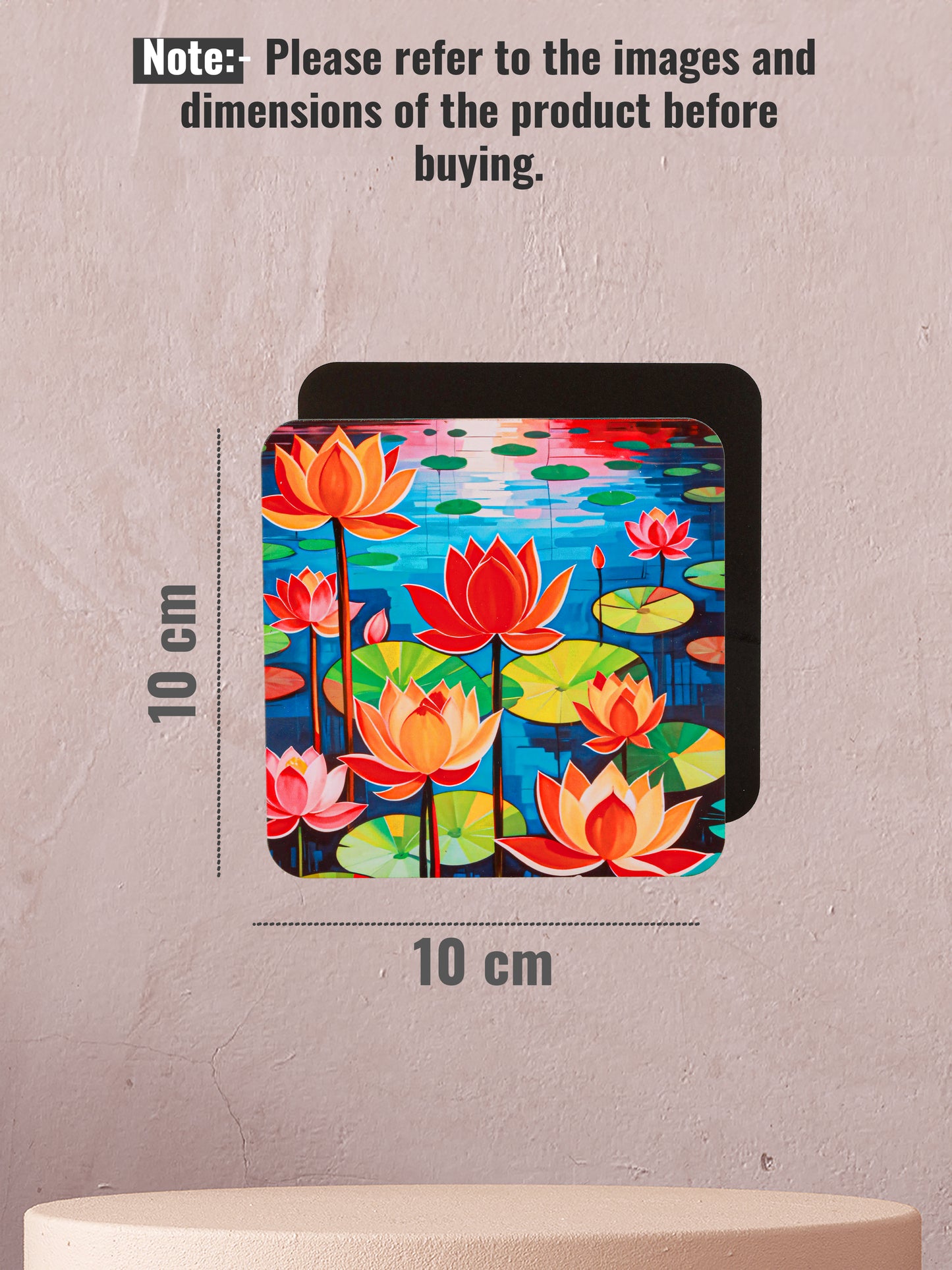 Lotus Flowers-Set Of 6 Wooden Coaster