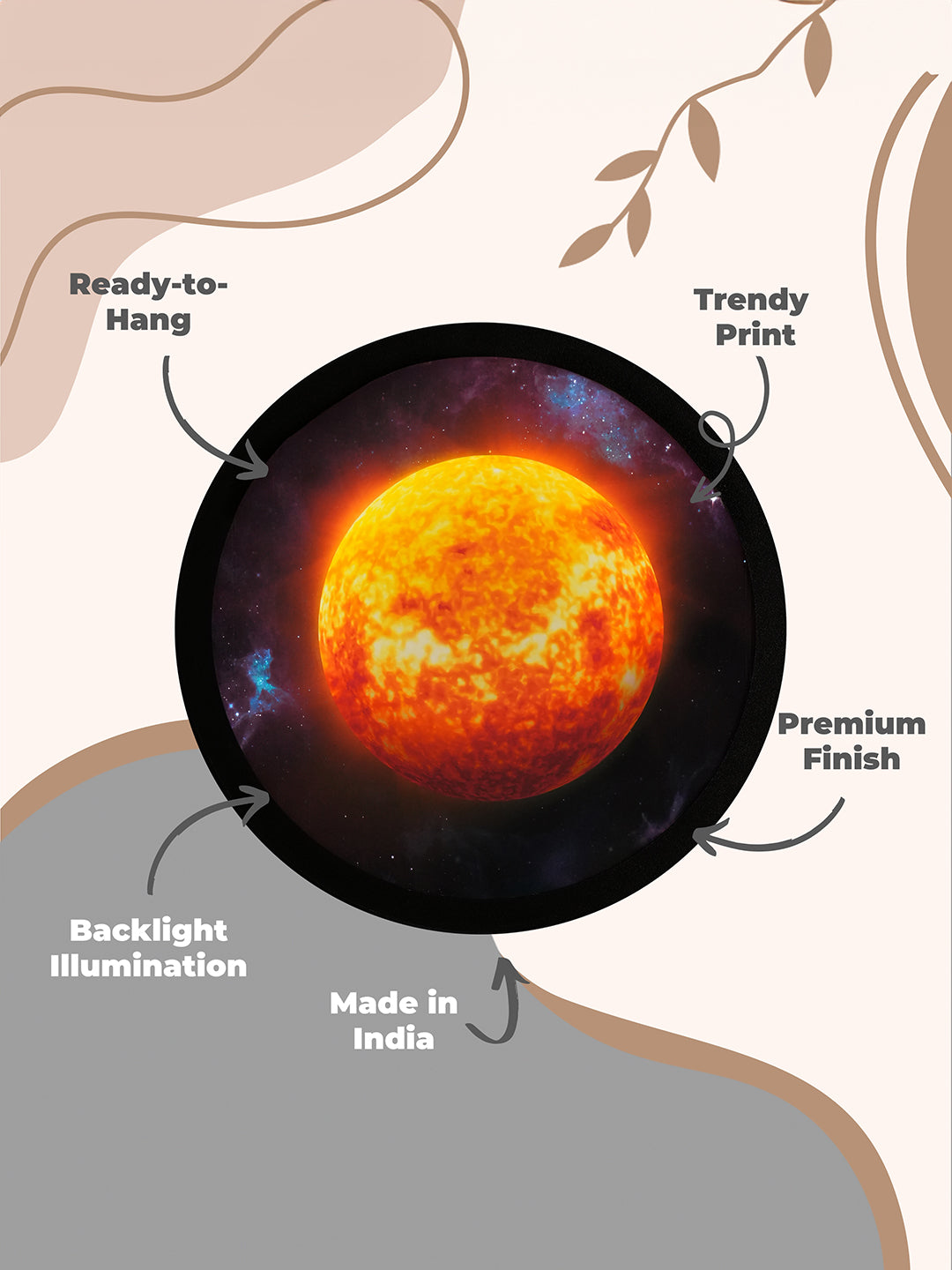 SunAura Round  MDF Wall Light Décor