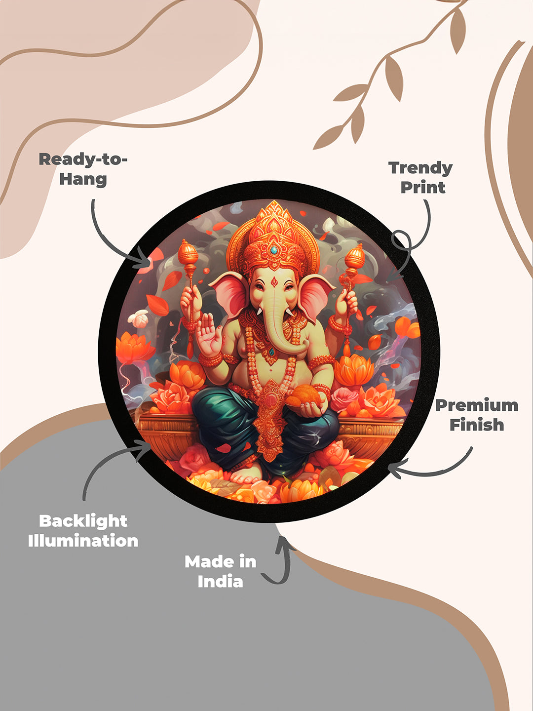 Ganpati Radiance MDF  Wall Light Décor