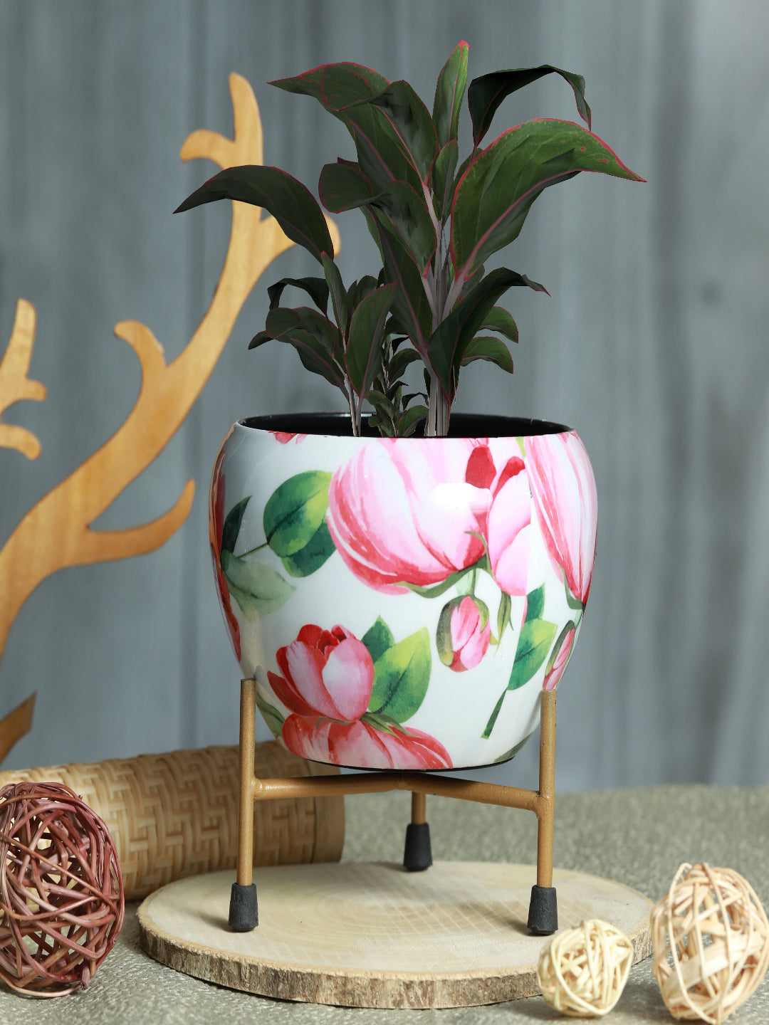 Lotus Bloom Handcrafted Planter With Stand
