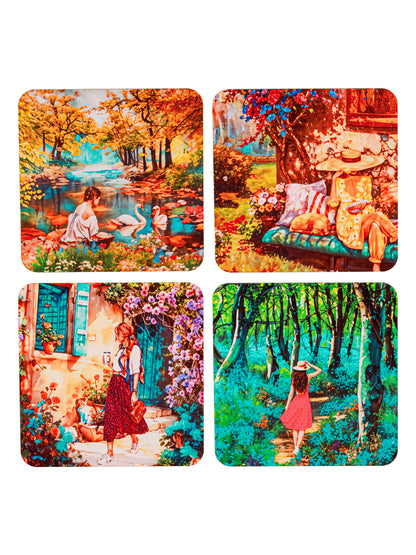 Colourful life-Set Of 4 Wooden Coaster