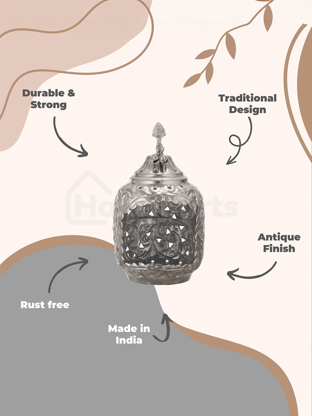 DivineNest Antique Silver Diya