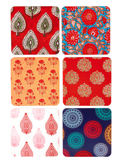 Paisley-Set Of 6 Wooden Coaster