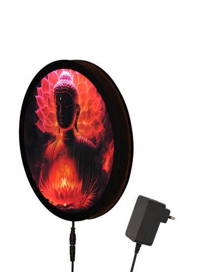 Mystic Buddha Luminous Round  MDF Wall Light Décor