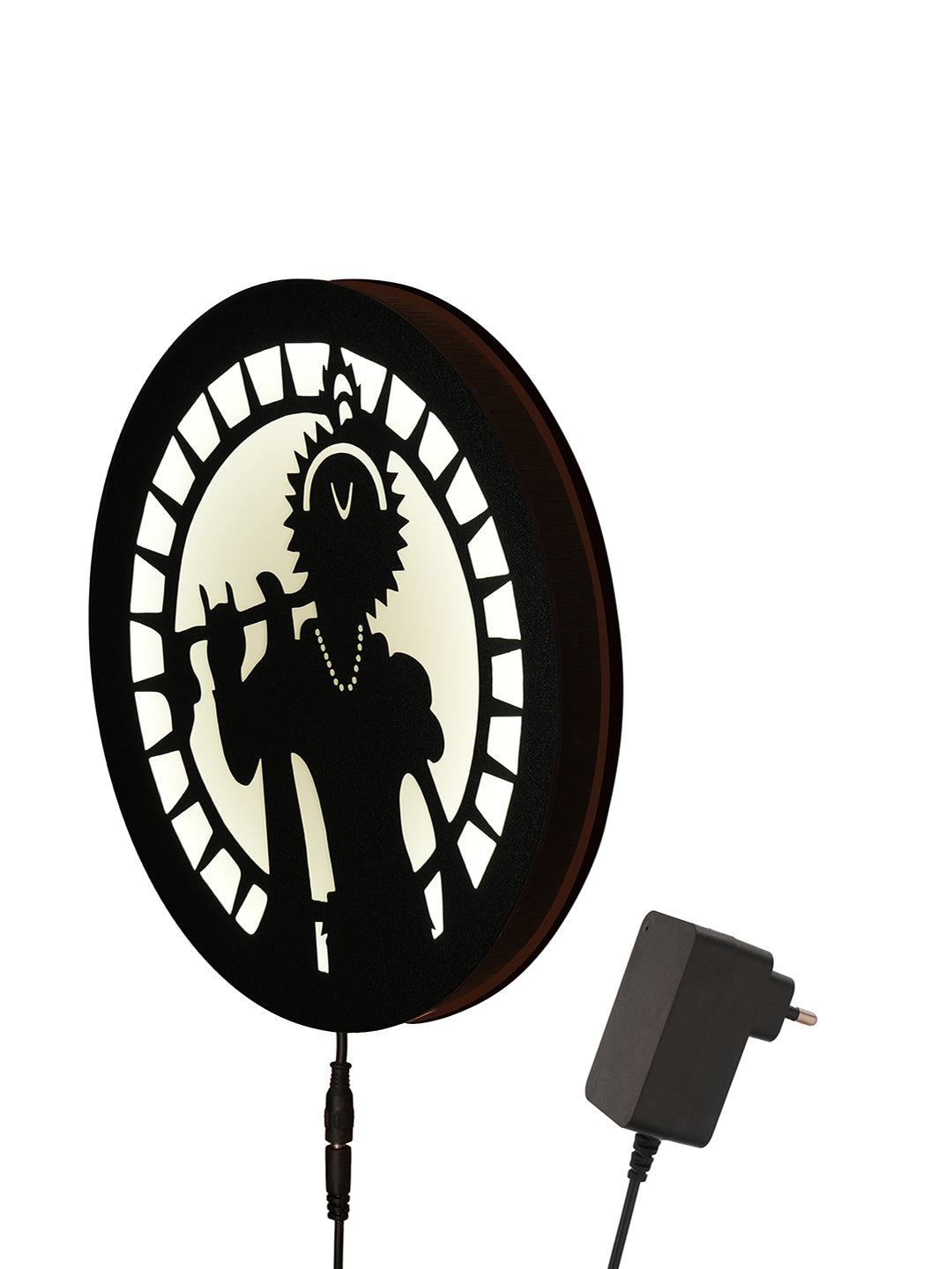 Divine Kanha with Flute MDF Round Wall Lamp