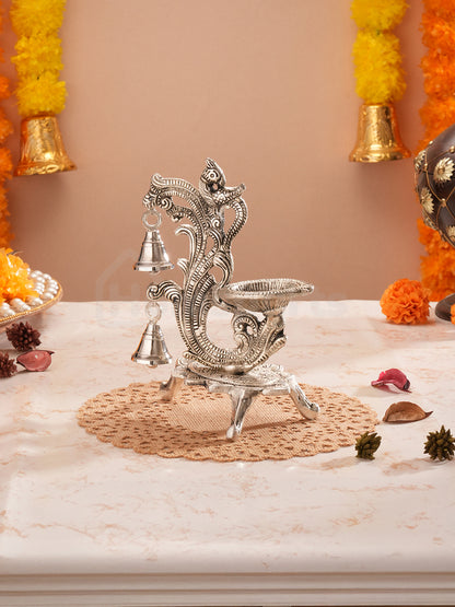 Saanjh Glow German Silver Bell Diya (set of 2)