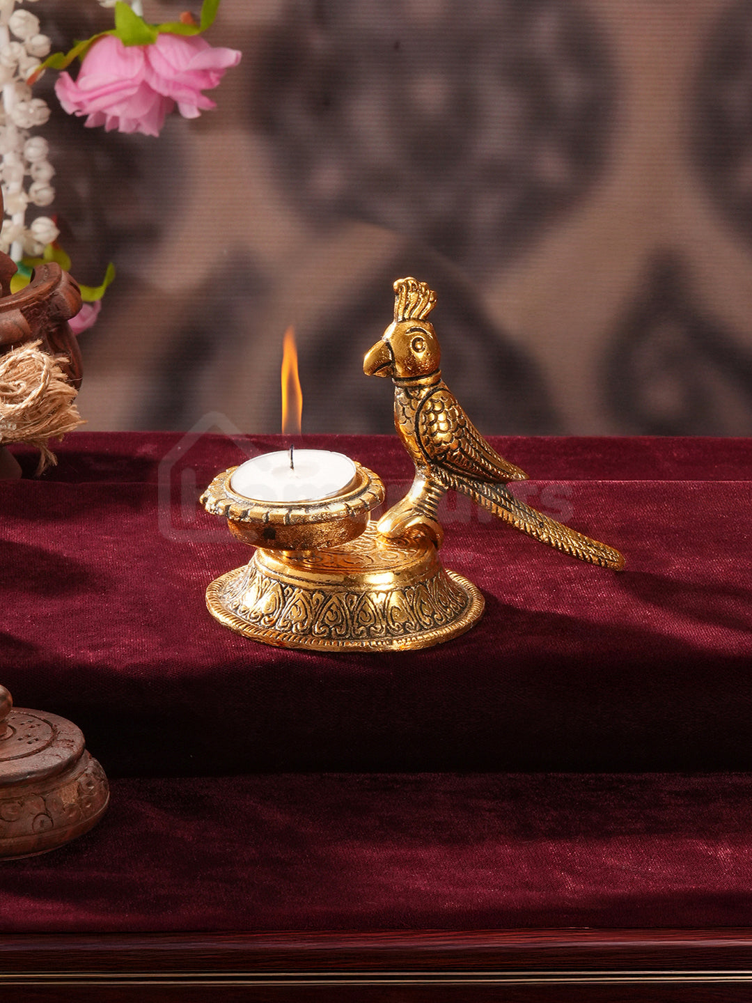 Metallic Parrot Duo Candle Holders