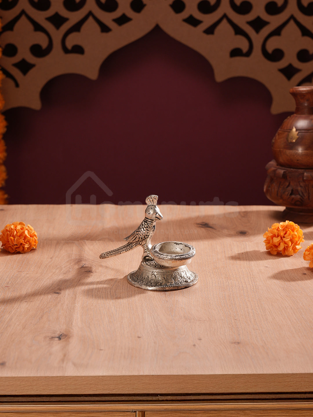Antique Finish Parrot Tealight Duo