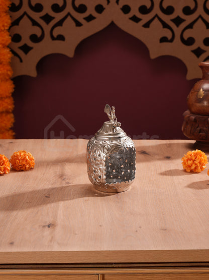 DivineNest Antique Silver Diya (set of 2)