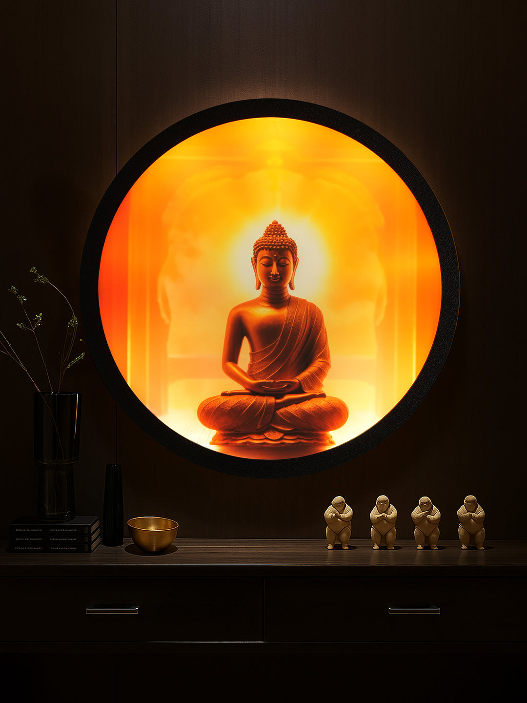 Zen Aura Buddha Round  MDF Wall Light Decor
