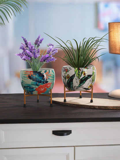 Tropical Tweet Handcrafted Planter With Stand