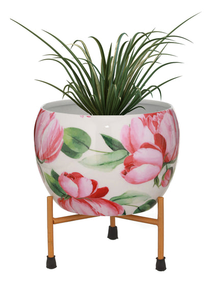 Lotus Bloom Handcrafted Planter With Stand