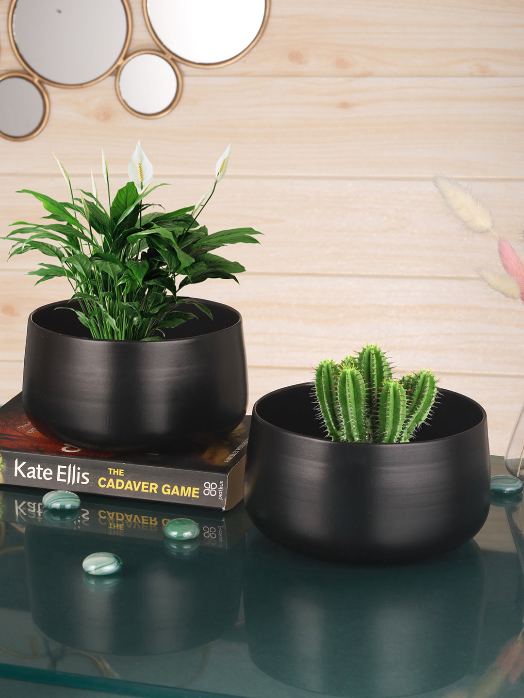 Helena Hue Planter (Black) - Set Of Two