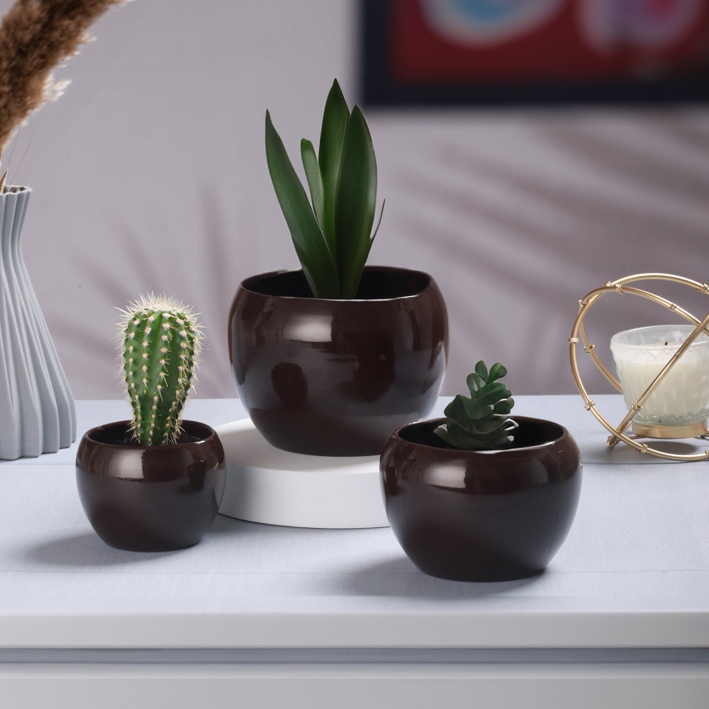 Ivera Dune Planter (Brown) - Set Of Three