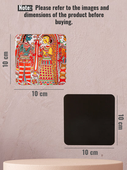 Madhubani Art-Set Of 6 Wooden Coaster