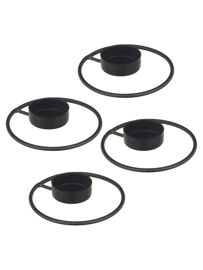 Rustic Radiance Tea Light candle holder -Set of 4, Black