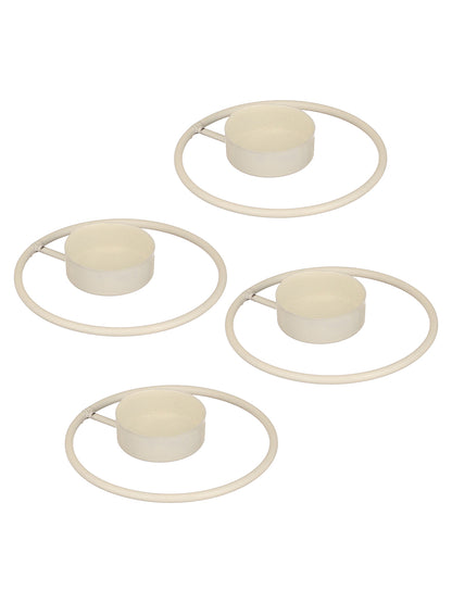 Rustic Radiance Tea Light candle holder -Set of 4, White