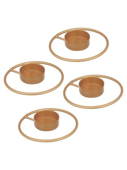 Rustic Radiance Tea Light candle holder -Set of 4, Golden