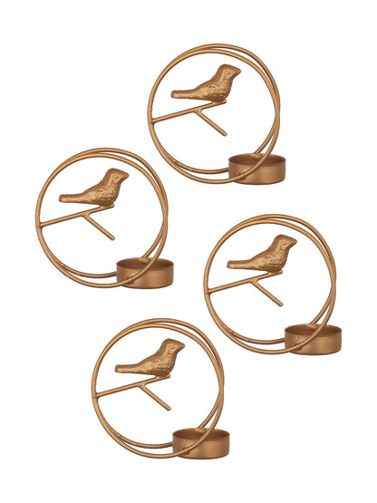 Glow Nest Tea Light candle holder -Set of 4, Golden
