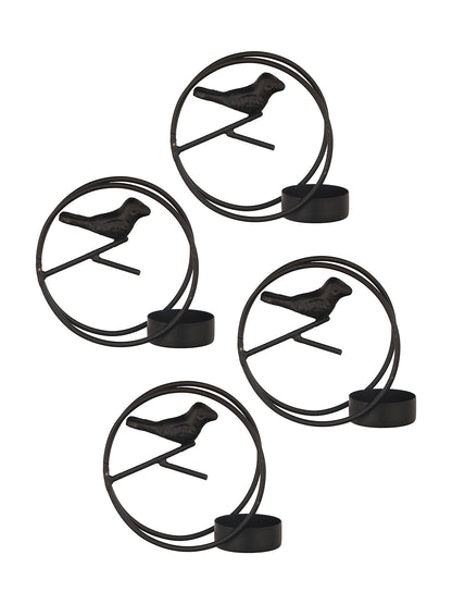 Glow Nest Tea Light candle holder-Set of 4, Black