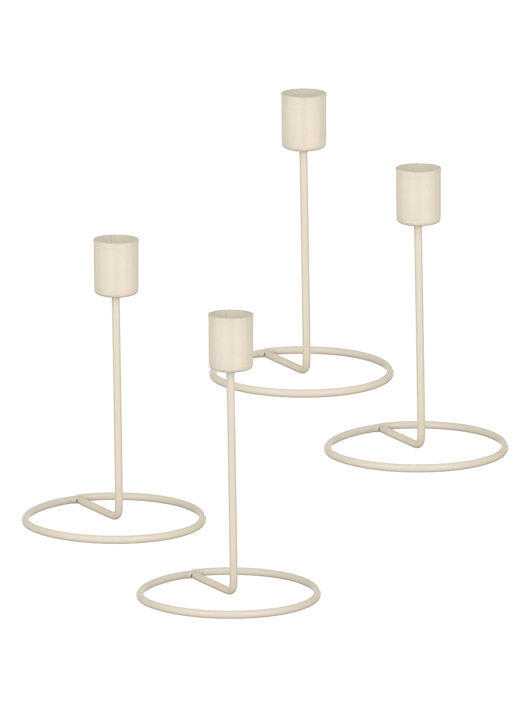 Crafted Gleam Tea Light candle holder-Set of 4, White