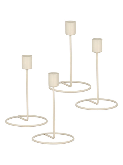 Crafted Gleam Tea Light candle holder-Set of 4, White