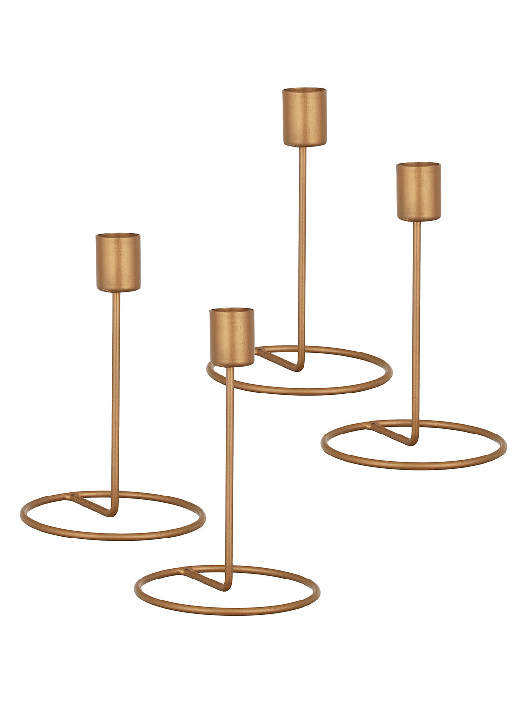 Crafted Gleam Tea Light candle holder-Set of 4, Golden