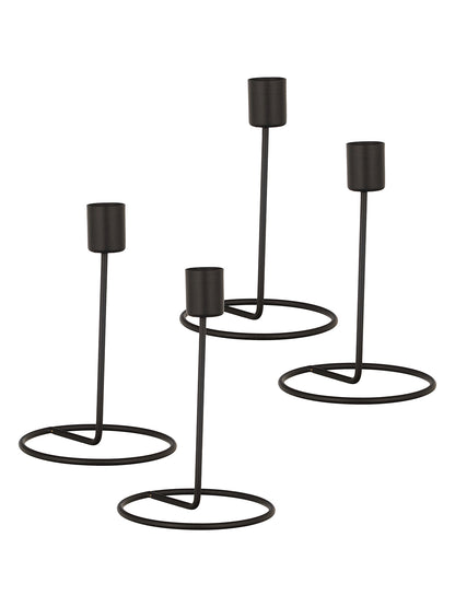 Crafted Gleam Tea Light candle holder-Set of 4, Black