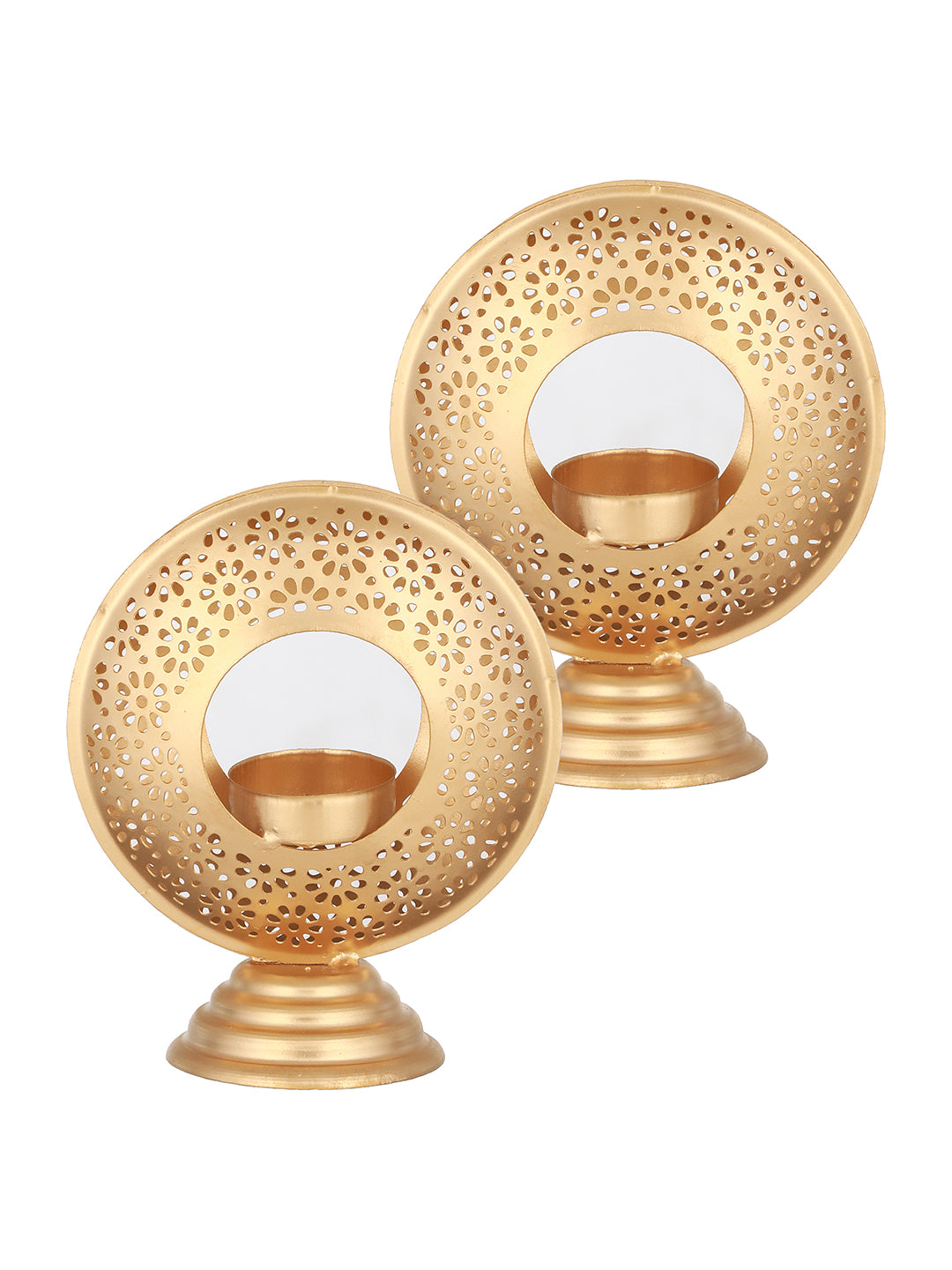 Radiant Metal Tealight Holders-Set of 2