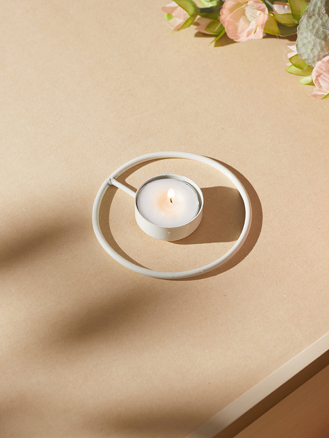Rustic Radiance Tea Light candle holder -Set of 4, White