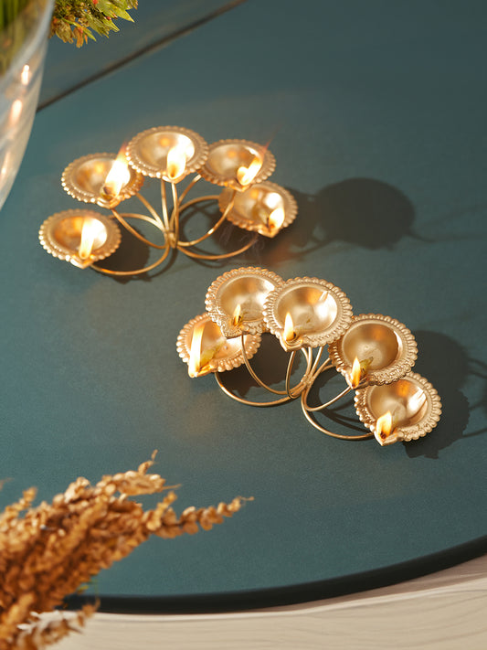 Antique 5 diyas Urli -set of 2