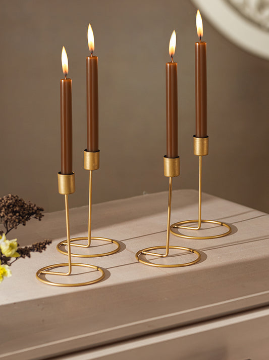 Crafted Gleam Tea Light candle holder-Set of 4, Golden