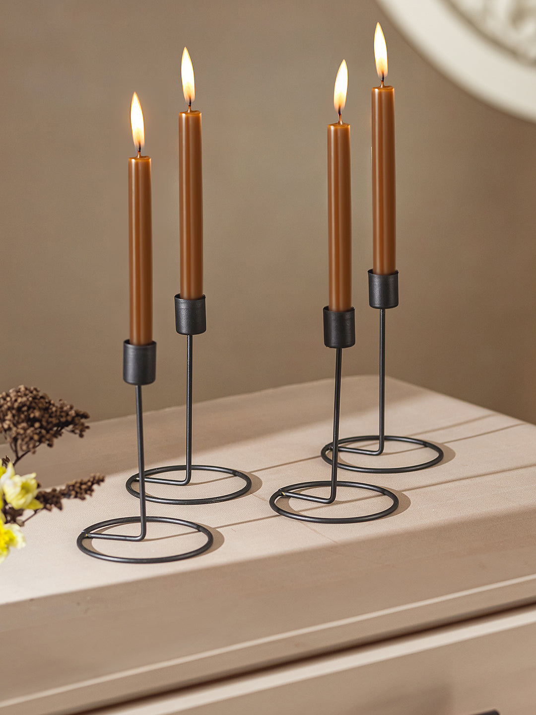 Crafted Gleam Tea Light candle holder-Set of 4, Black
