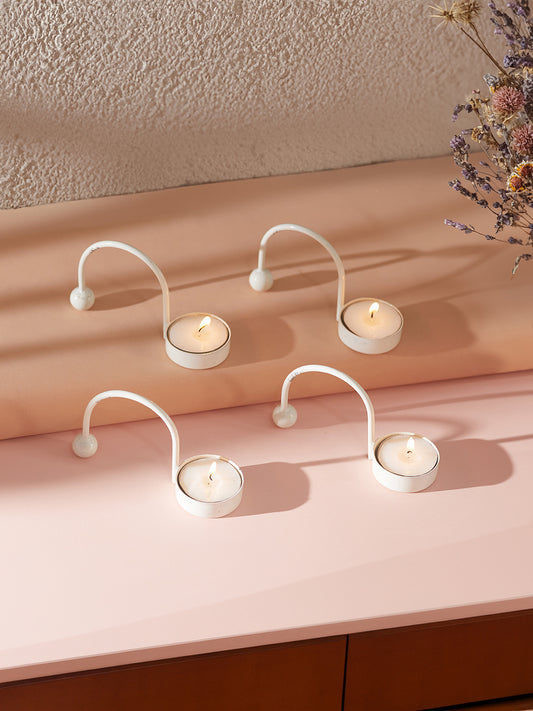 Mosaic Glow Tea Light candle holder -Set of 4, White