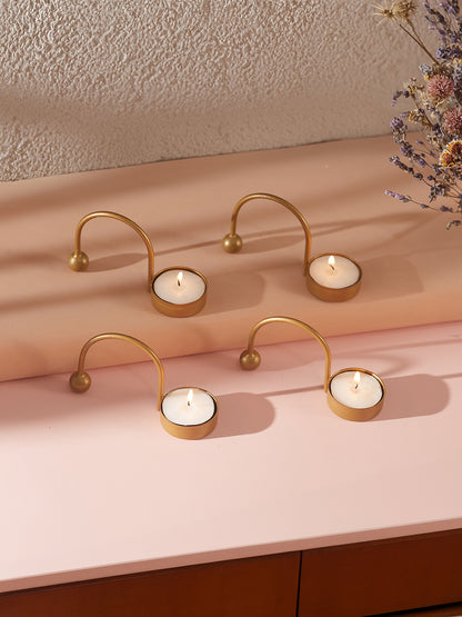 Mosaic Glow Tea Light candle holder -Set of 4, Golden