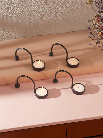 Mosaic Glow Tea Light candle holder -Set of 4, Black
