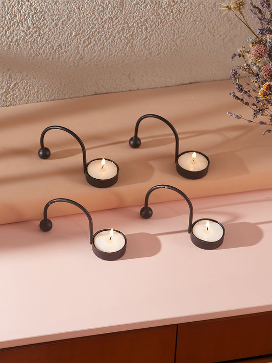 Mosaic Glow Tea Light candle holder -Set of 4, Black