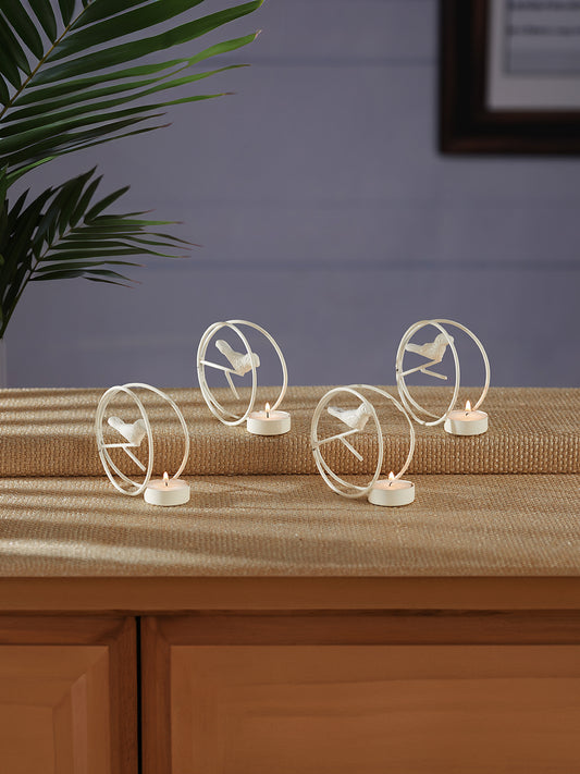 Glow Nest Tea Light candle holder -Set of 4, White