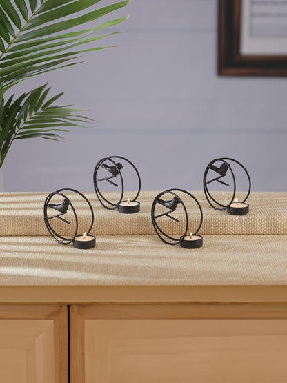 Glow Nest Tea Light candle holder-Set of 4, Black