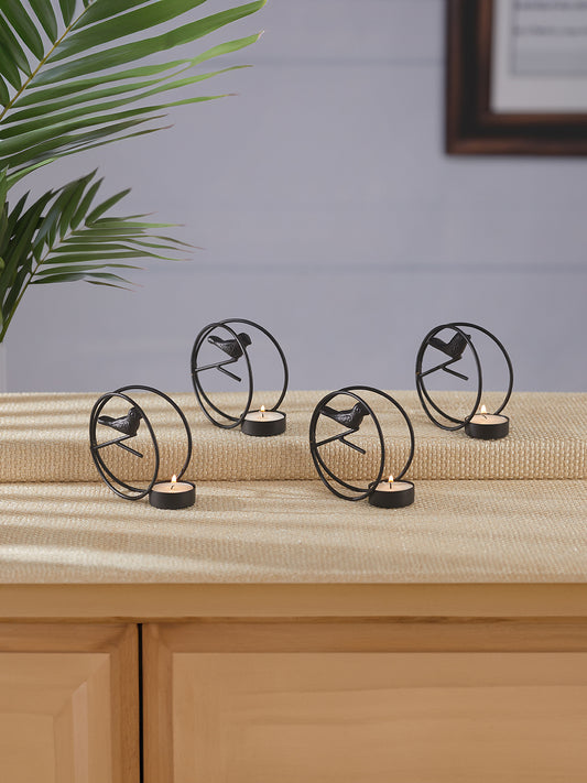 Glow Nest Tea Light candle holder-Set of 4, Black