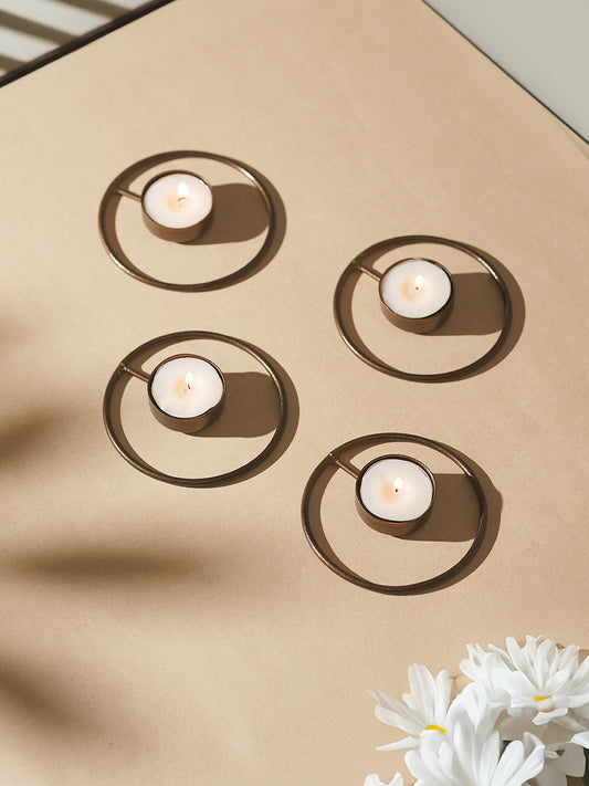Rustic Radiance Tea Light candle holder -Set of 4, Antique