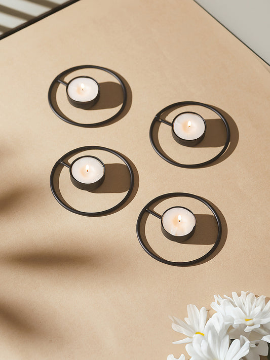 Rustic Radiance Tea Light candle holder -Set of 4, Black